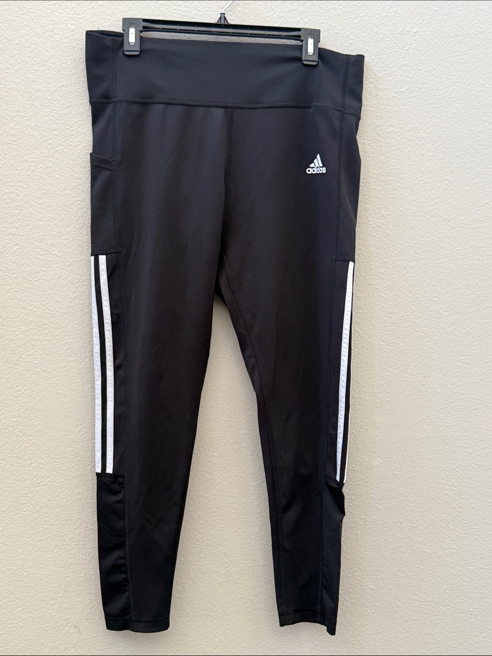 adidas Black Leggings with White Side Stripes